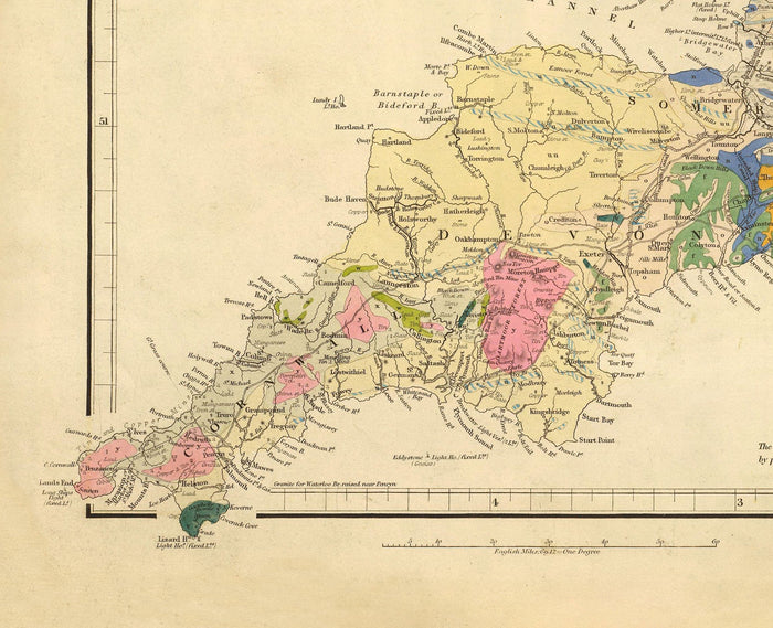 Old Geology & Railway Map of England and Wales, 1834 - Geologist Map