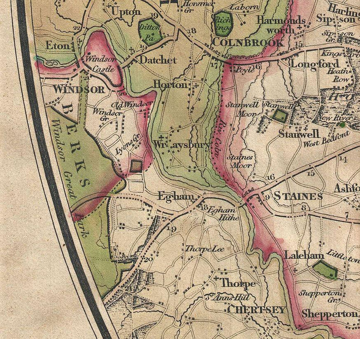 Old London Map: Mogg's 24 miles around London, 1820
