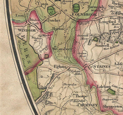 Old London Map: Mogg's 24 miles around London, 1820