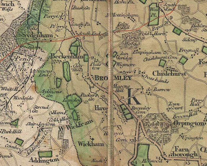 Old London Map: Mogg's 24 miles around London, 1820