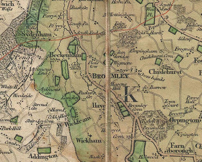 Old London Map: Mogg's 24 miles around London, 1820