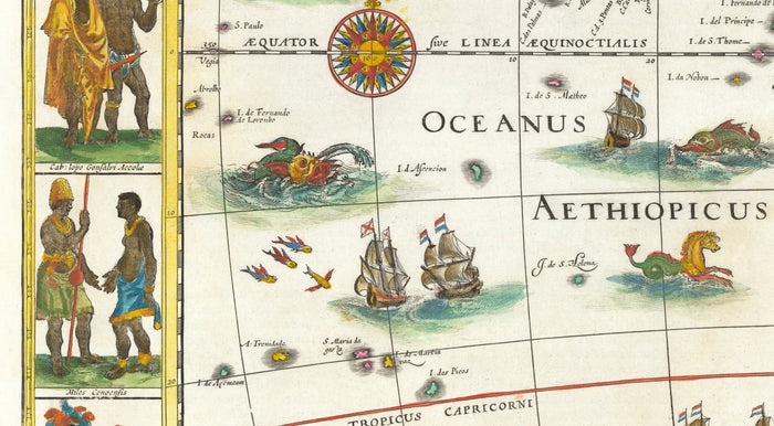 Old Map of Africa by Johannes Blaeu, 1635 - Rare Atlas Colonial Continent Map
