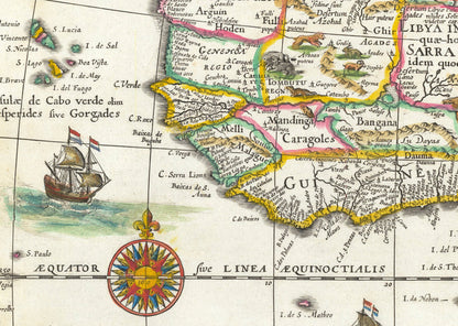 Old Map of Africa by Johannes Blaeu, 1635 - Rare Atlas Colonial Continent Map