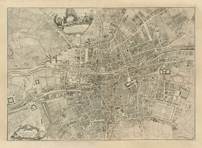 Old Map of Dublin, Ireland in 1756 by John Rocque