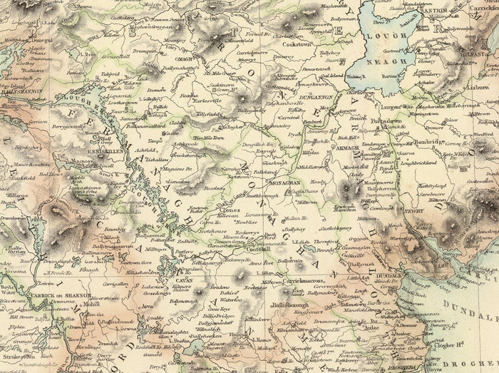 Old Map of Ireland in 1872 - Rare, Attractive Colour Map by A. Fullarton & Co