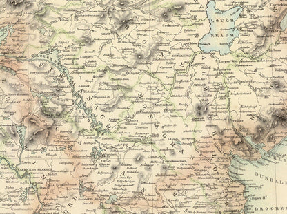 Old Map of Ireland in 1872 - Rare, Attractive Colour Map by A. Fullarton & Co