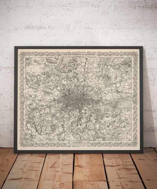 Old Map of London & Suburbs, Environs by G.W. Colton, 1886