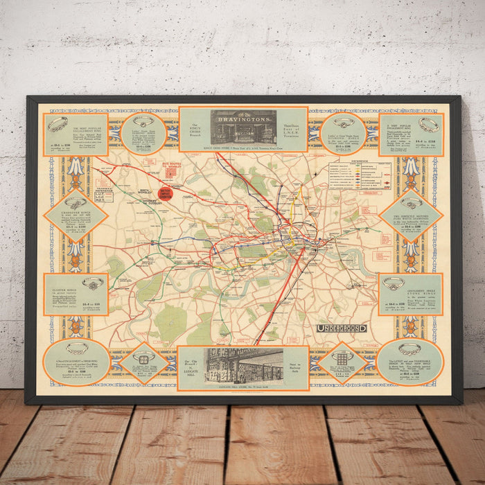 Old Map of the London Underground Tube in 1922