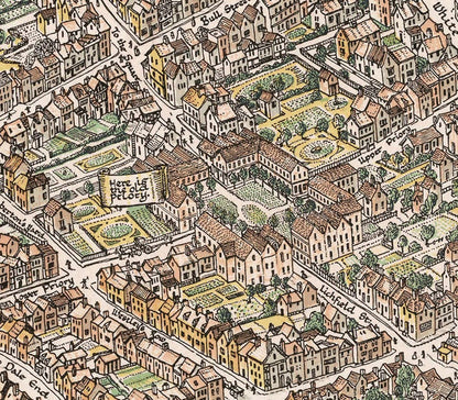 Old Pictorial Map of Birmingham in 1730 by Bernard Sleigh
