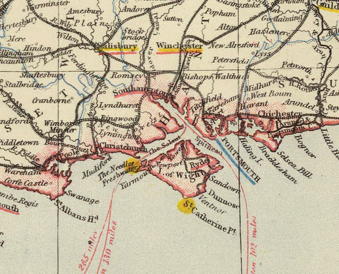 Old Rail Map of England and Wales, 1883: Letts's Railway & Statistical Map - Train Network Chart
