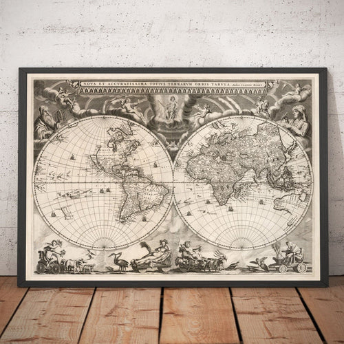 Old World Atlas Map, 1662 by Joan Blaeu - Rare Monochrome Wall Art
