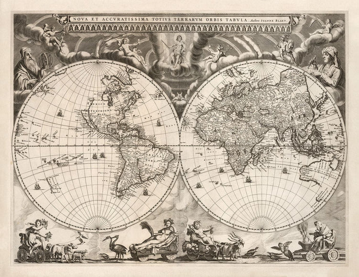 Old World Atlas Map, 1662 by Joan Blaeu - Rare Monochrome Wall Art