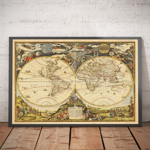 Old World Atlas Map, 1700 by Paolo Petrini - Rare Antique Handcoloured Map