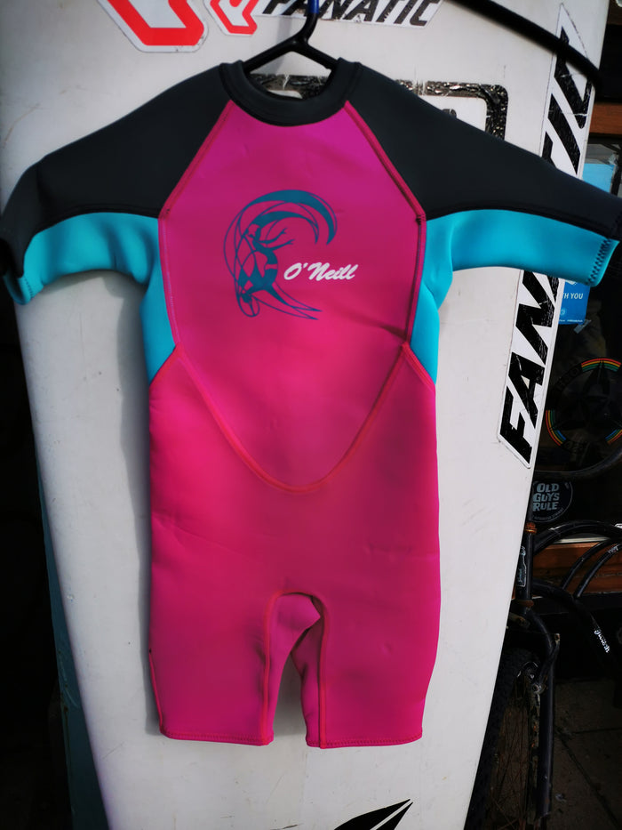 O'Neill Kids Reactor-2 BZ 2mm Shorty Wetsuit -  Berry/ Aqua/ Graph