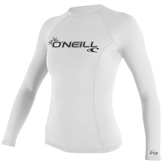 O'Neill Women's Basic Skins Long Sleeve Rash Guard - White - 3549