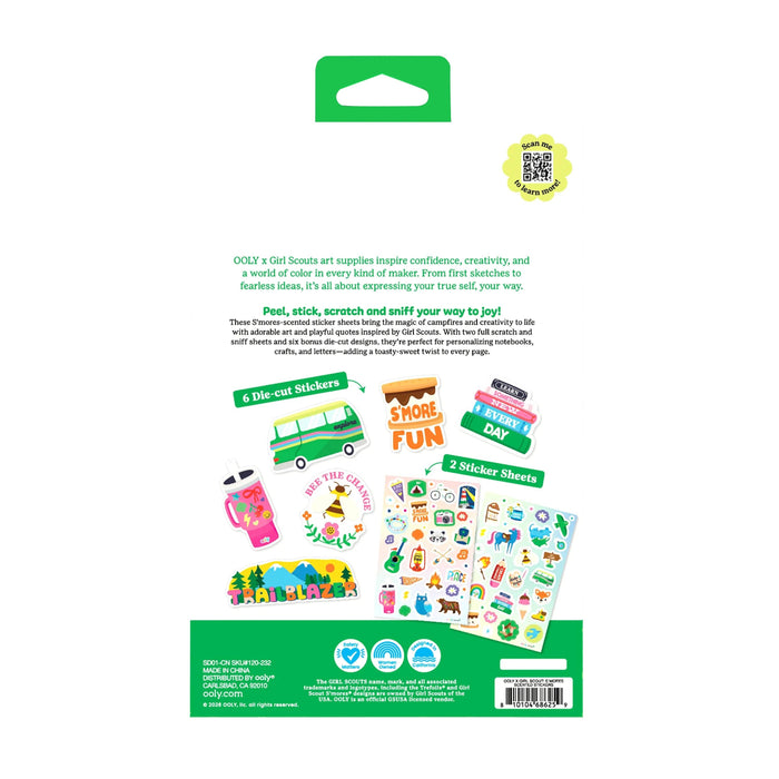 Back of a packaging for art supplies with colorful graphics and text.