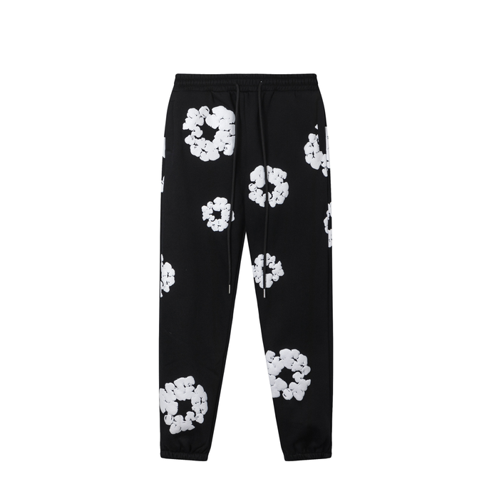 Pants Denim Tears Black Con Flores White