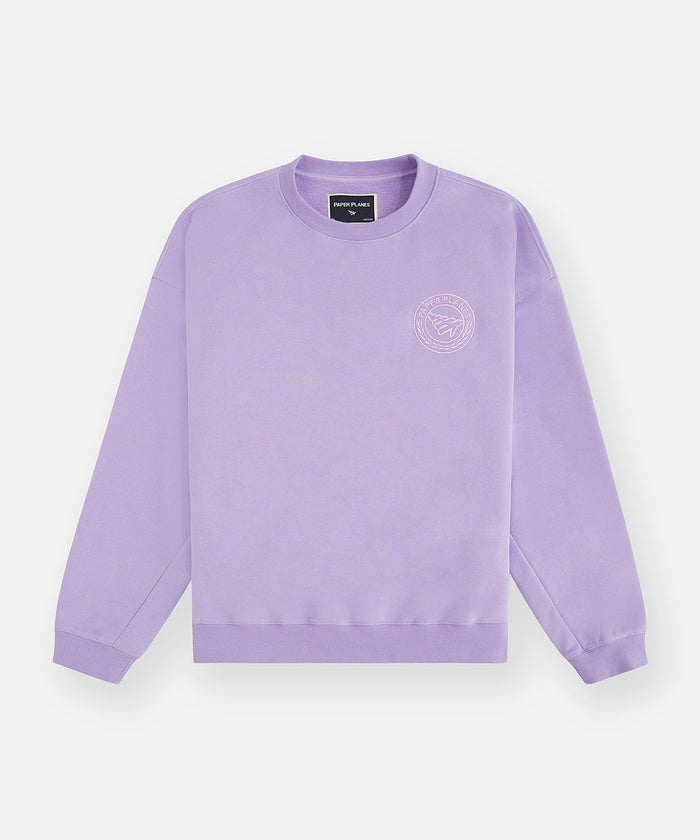 Paper Planes Relaxed First Class Crewneck Sweatshirt - Lilac