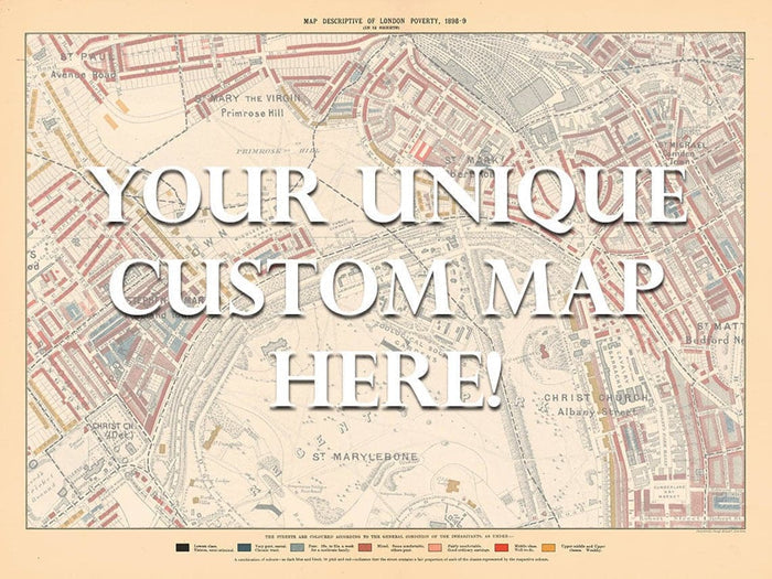Personalised Poverty Map of London by Charles Booth, 1898-9