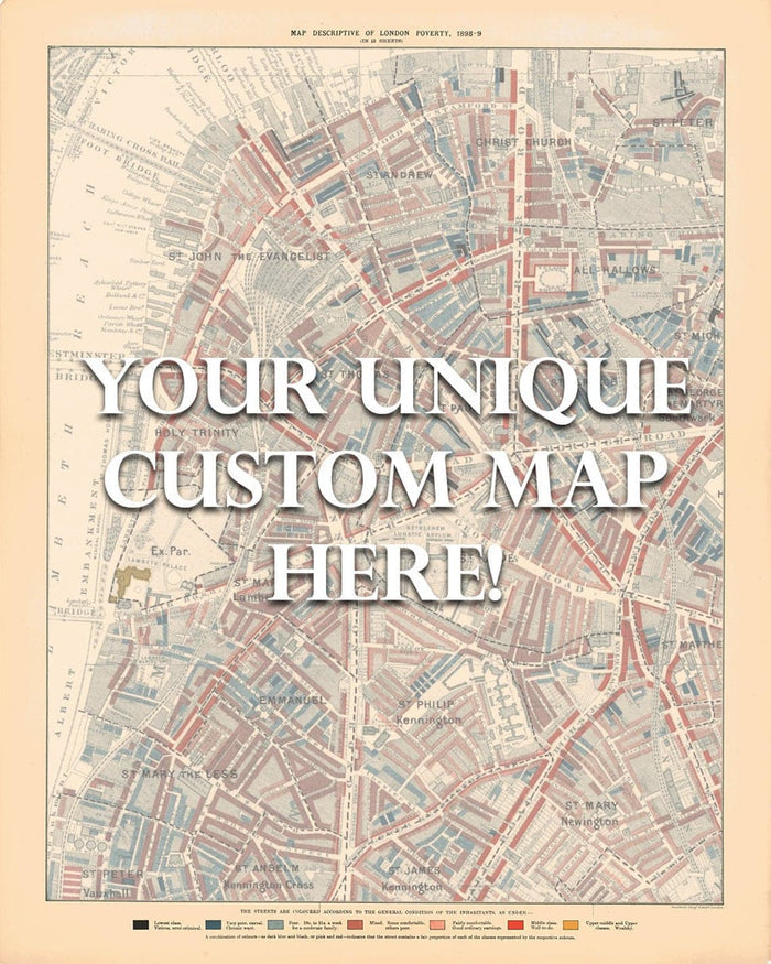 Personalised Poverty Map of London by Charles Booth, 1898-9