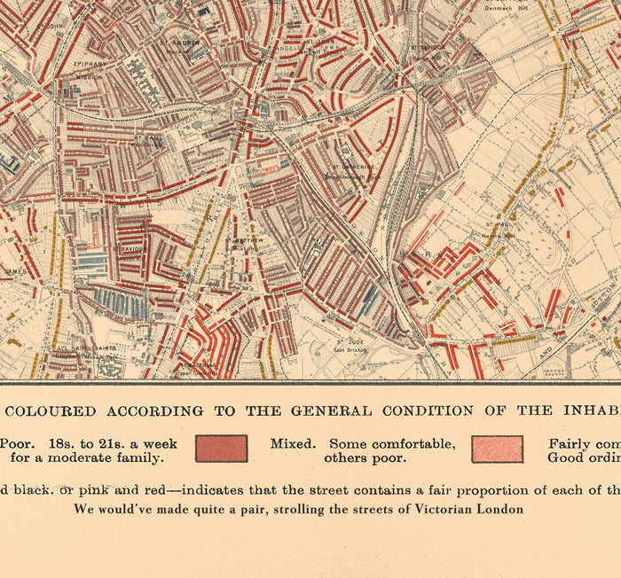 Personalised Poverty Map of London by Charles Booth, 1898-9