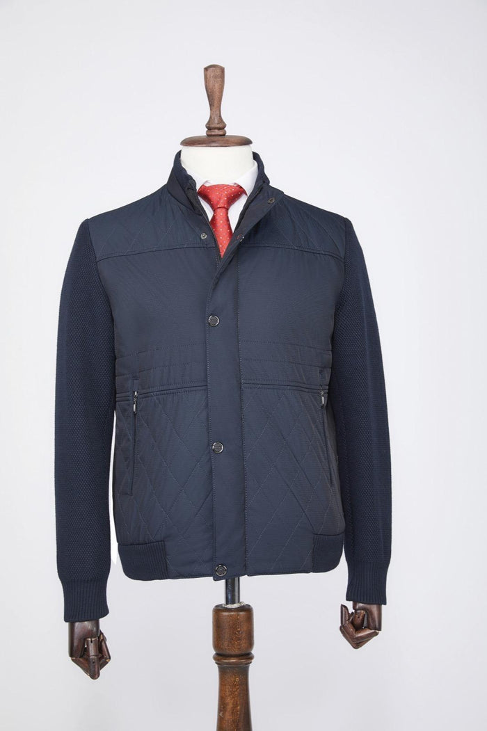 Pierre Carlos Mens Navy Blue Racer Jacket