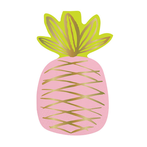 Pineapple Shape Pink Beverage Napkin