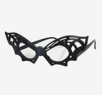 Black spiderweb mask on a white background