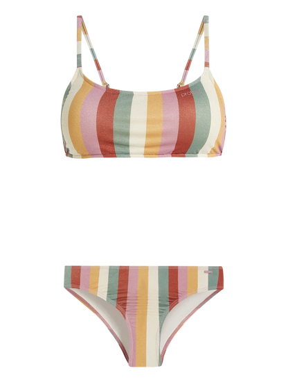 Protest PRTCANCAN Women's 2-Piece Bralette Bikini - Striped Dusky Rose