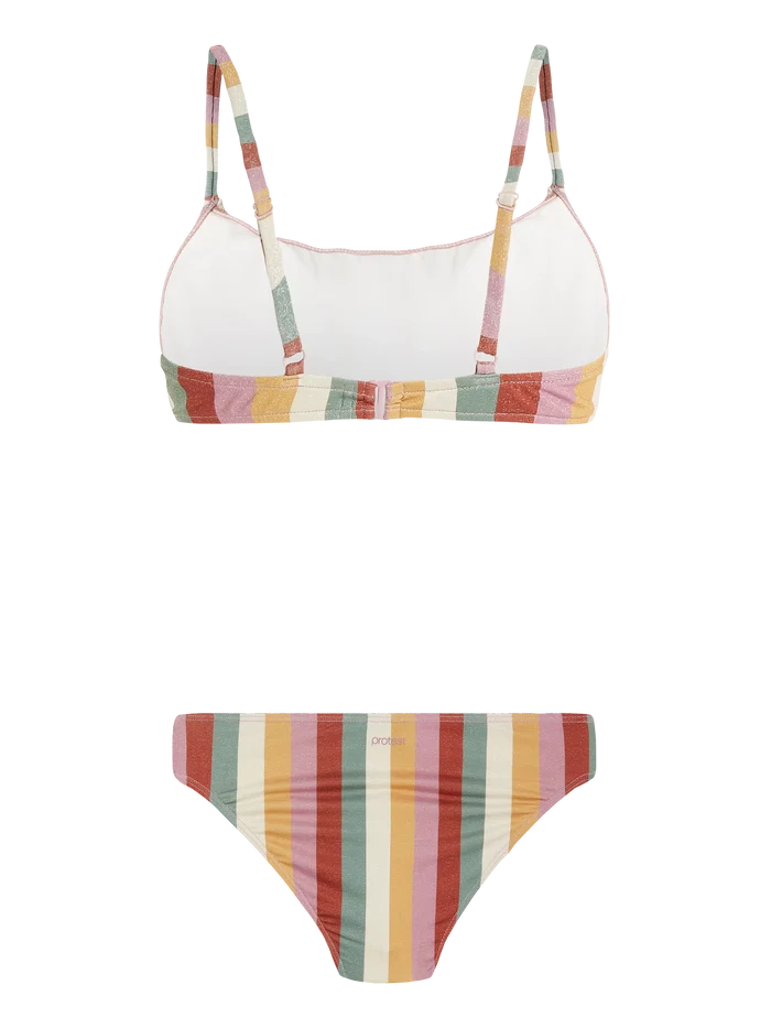 Protest PRTCANCAN Women's 2-Piece Bralette Bikini - Striped Dusky Rose