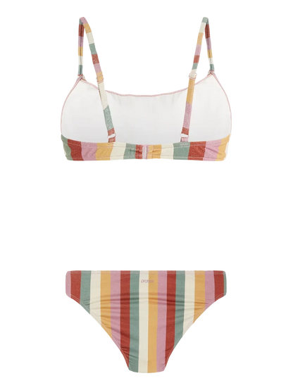 Protest PRTCANCAN Women's 2-Piece Bralette Bikini - Striped Dusky Rose