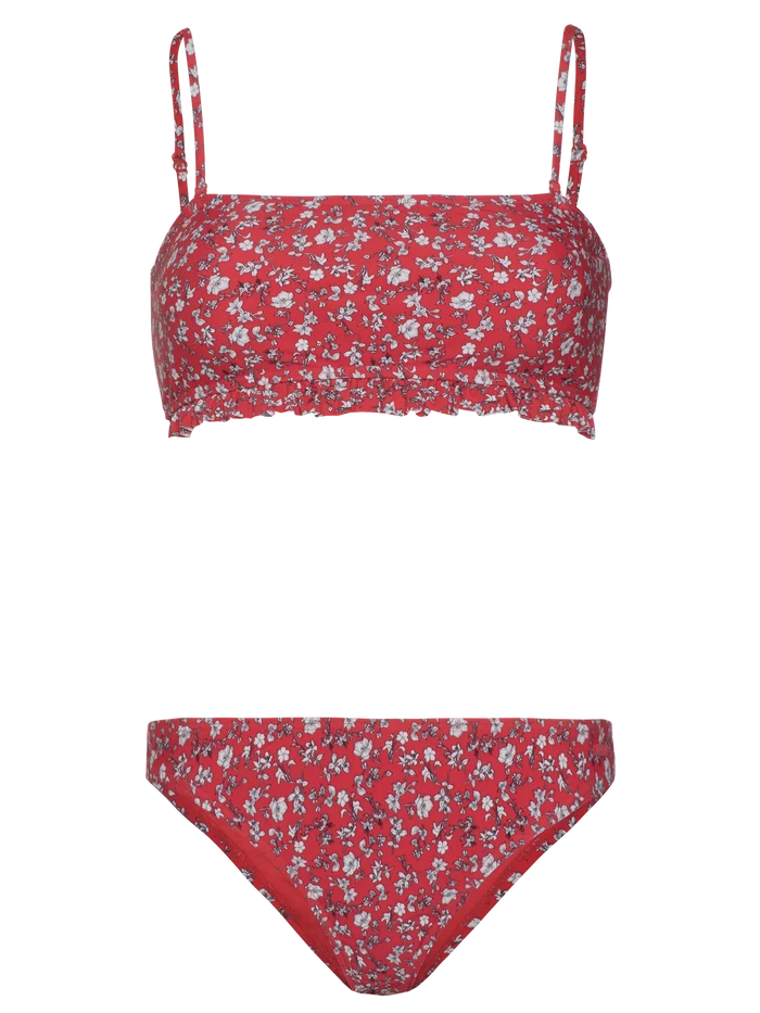 Protest PRTCAPELO Floral Bandeau Bikini with Ruffles and UPF 50 Protection
