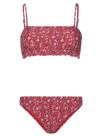 Protest PRTCAPELO Floral Bandeau Bikini with Ruffles and UPF 50 Protection