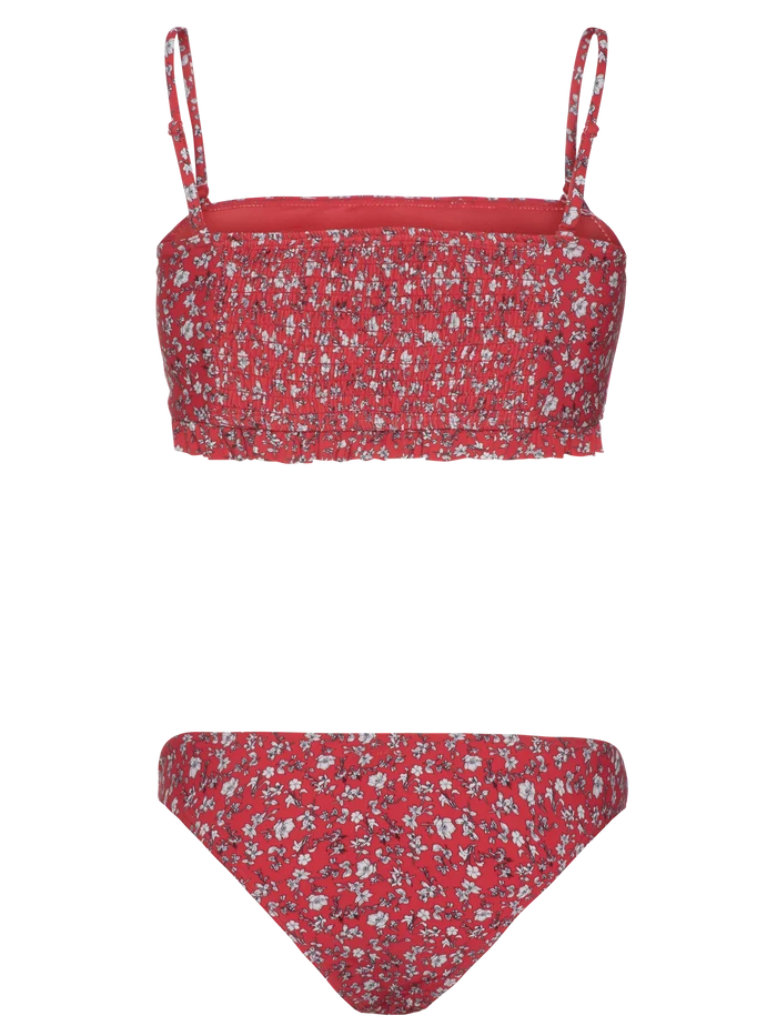 Protest PRTCAPELO Floral Bandeau Bikini with Ruffles and UPF 50 Protection