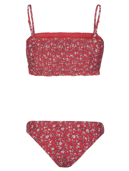 Protest PRTCAPELO Floral Bandeau Bikini with Ruffles and UPF 50 Protection