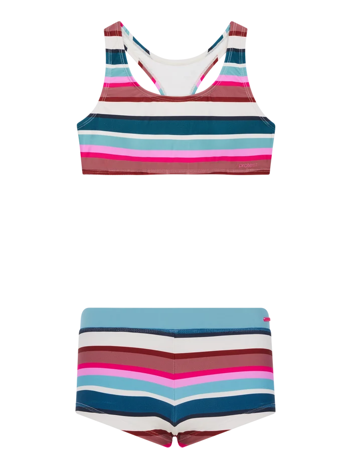Protest PRTLAXMI JR Striped Bralette Bikini - Loud Pink