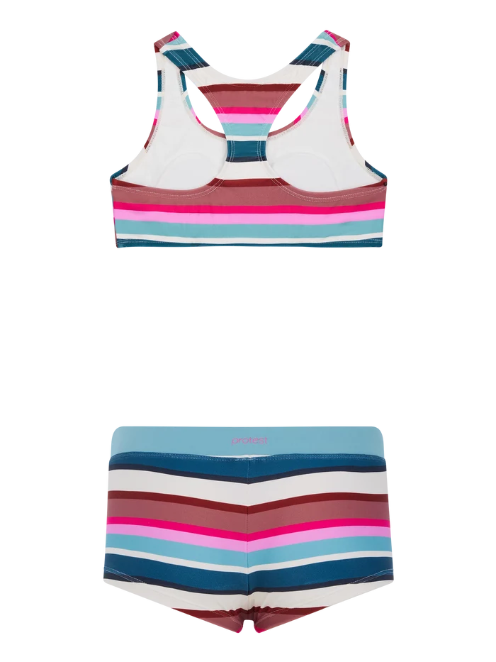 Protest PRTLAXMI JR Striped Bralette Bikini - Loud Pink