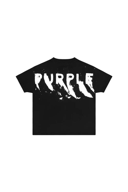 Purple Brand For Kids -  Kids' Painted Wordmark Tee Black