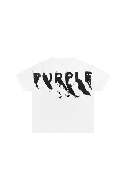 Purple Brand For Kids -  Kids' Painted Wordmark Tee White