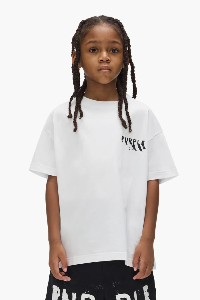 Purple Brand For Kids -  Kids' Painted Wordmark Tee White