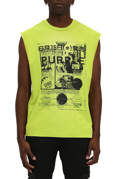 Purple Brand P103 Green TALC325 Textured Jersey Sleeveless Top - Green