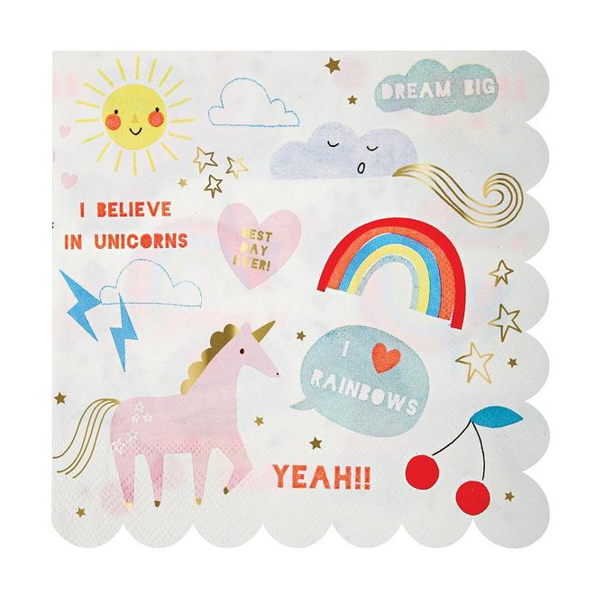 Rainbow Unicorn Scallop Luncheon Napkins