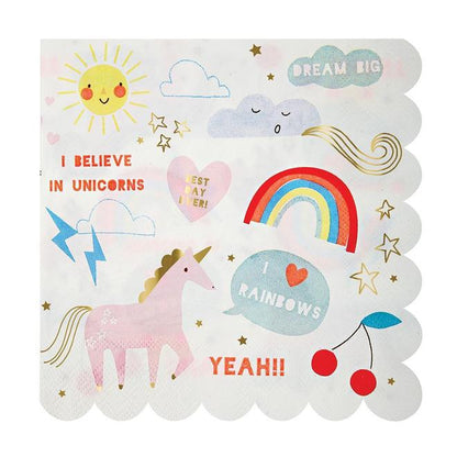 Rainbow Unicorn Scallop Luncheon Napkins