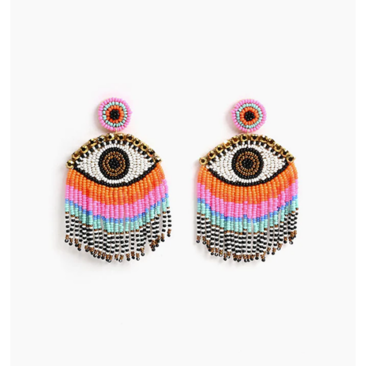 Rainbow Evil Eye Earrings