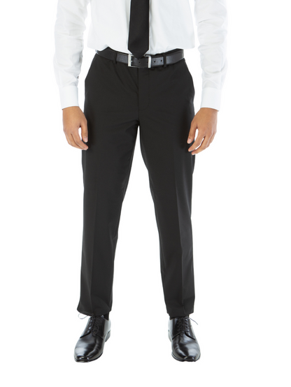 Raphael Mens Solid Black Slim Fit Flat Front Prehemmed Stretch Dress Pants - The Suit Depot