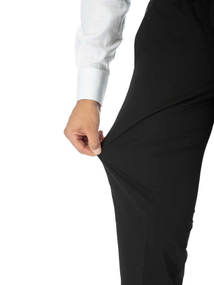 Raphael Mens Solid Black Slim Fit Flat Front Prehemmed Stretch Dress Pants - The Suit Depot