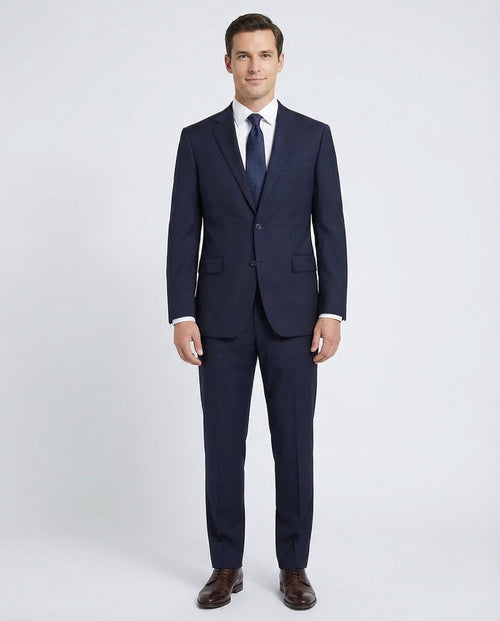 Raphael Mens Solid Navy Blue 100% Wool Classic Fit Suit
