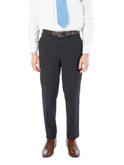 Raphael Mens Solid Navy Blue Slim Fit Flat Front Prehemmed Stretch Dress Pants