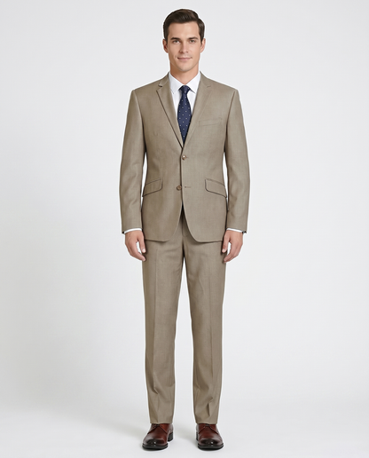Raphael Mens Solid Taupe Brown Regular Fit 2 Piece Suit