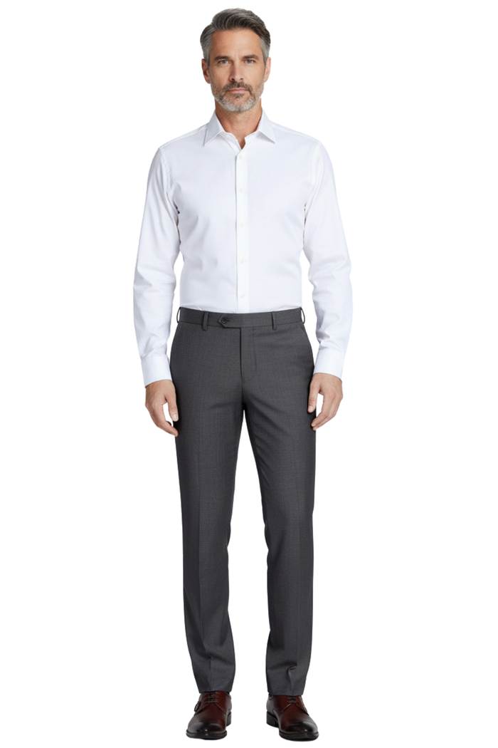 Raphael Men's Washable Flat Front Classic Fit Gray Dress Pants